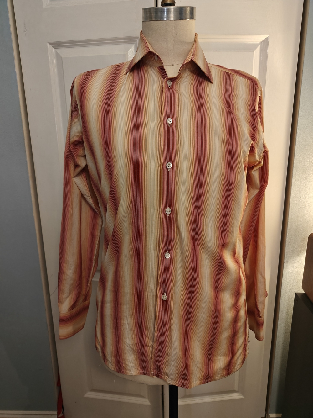 Richard James Savile Sport Mens Striped Button Down Shirt Large Made In Italy